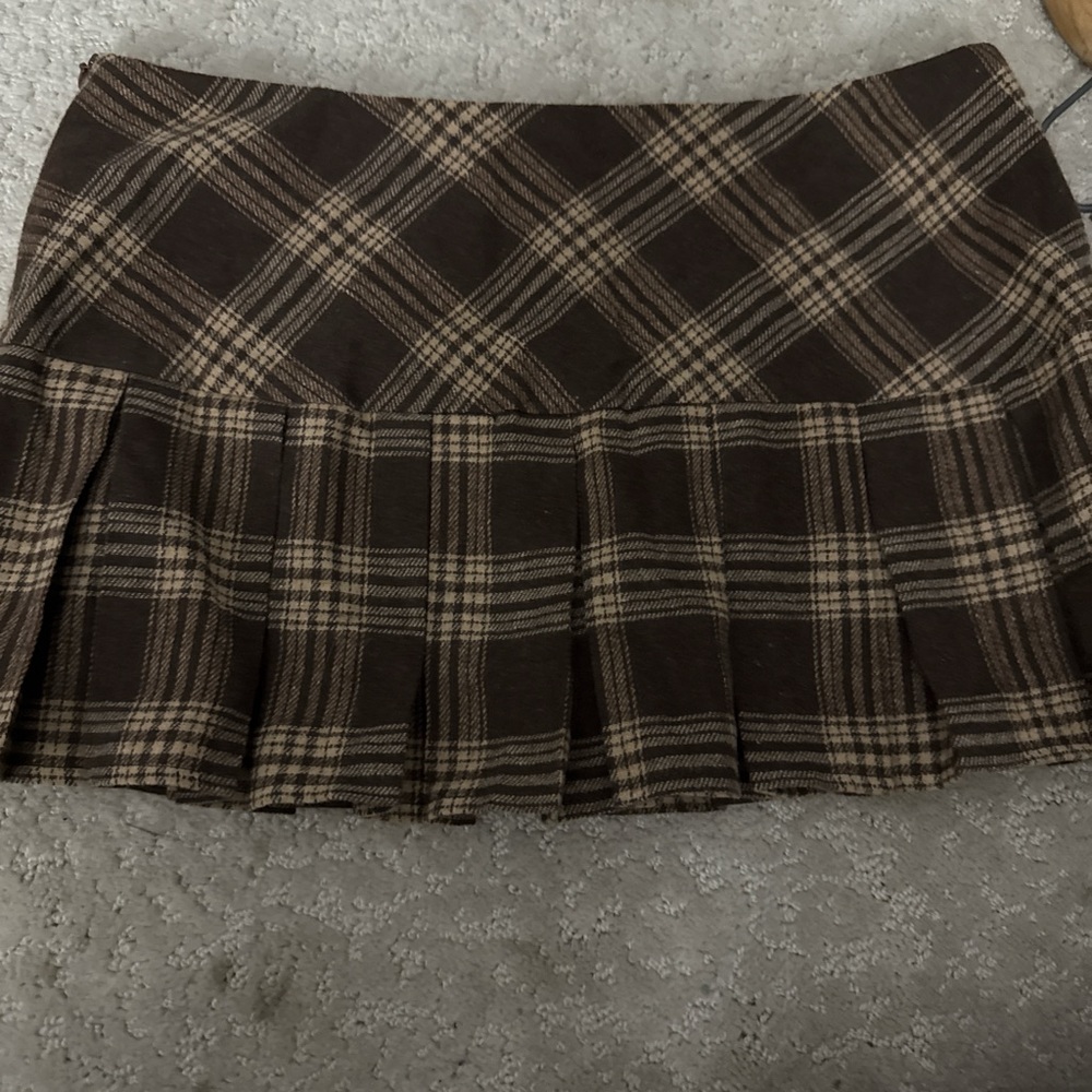 Plaid Brown Mini Skirt